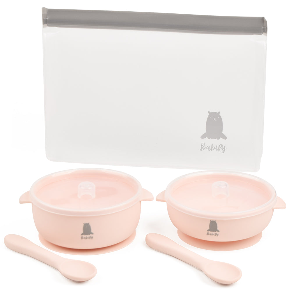 Babify Travel Baby Feeding Set – Silicone Bowls, Spoons & Storage Bag