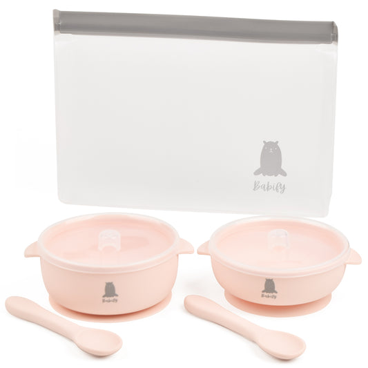 Babify Travel Baby Feeding Set – Silicone Bowls, Spoons & Storage Bag