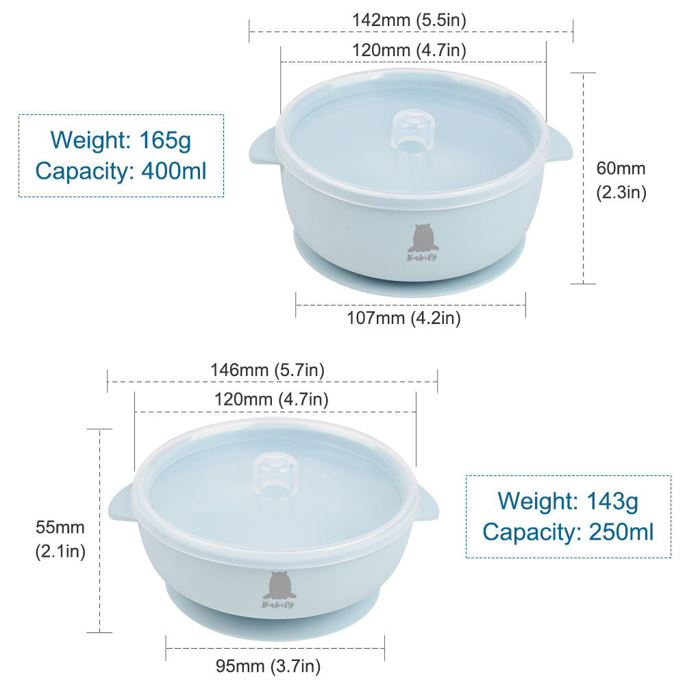 Babify Travel Silicone Feeding Set – 2 Bowls, 2 Spoons & Storage Bag