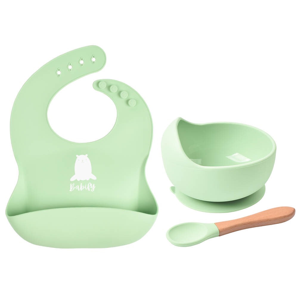 Babify Baby Feeding Set | Non-Toxic & Easy to Clean (Baby Green)