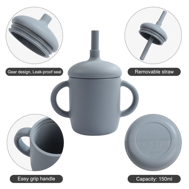 Babify Silicone Toddler Sippy Cup with Straw – BPA-Free & Spill-Proof