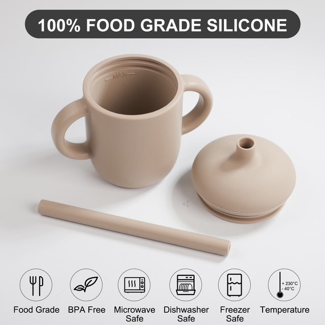 Babify Silicone Toddler Sippy Cup with Straw – BPA-Free & Spill-Proof