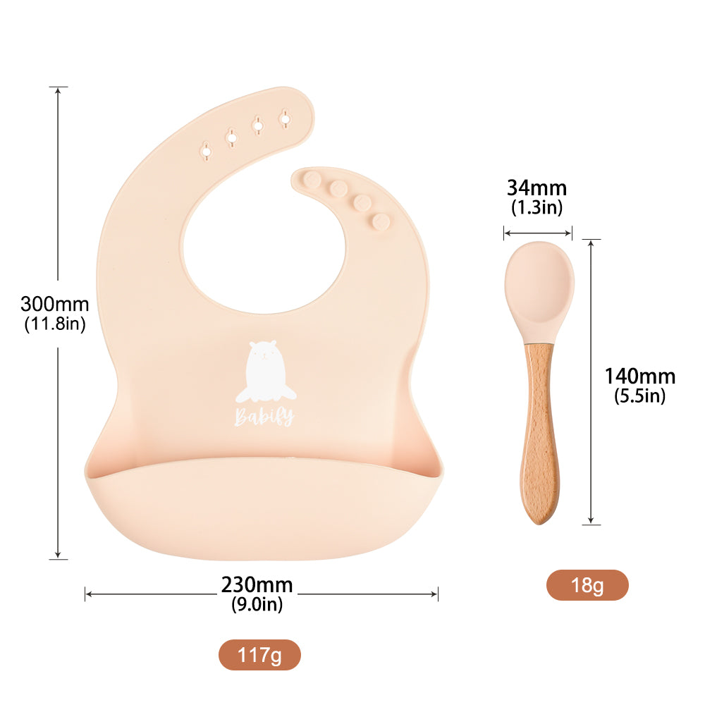 Babify Baby Pink Feeding Set – Bowl, Spoon & Bib (Pink)