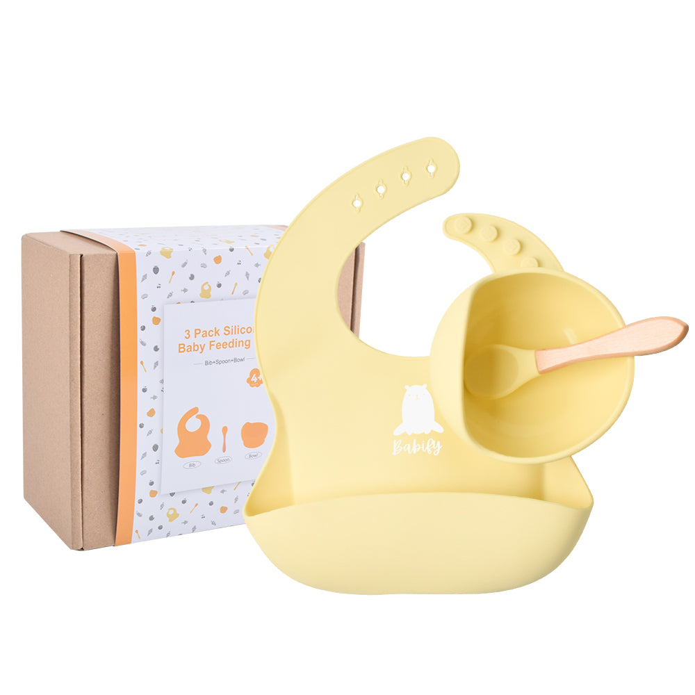 Babify Baby Silicone Feeding Set with Gift Box – Bowl, Spoon & Bib