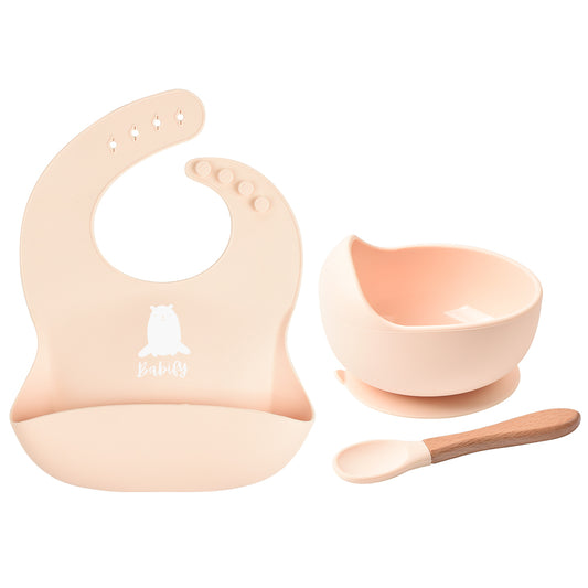 Babify Baby Pink Feeding Set – Bowl, Spoon & Bib (Pink)