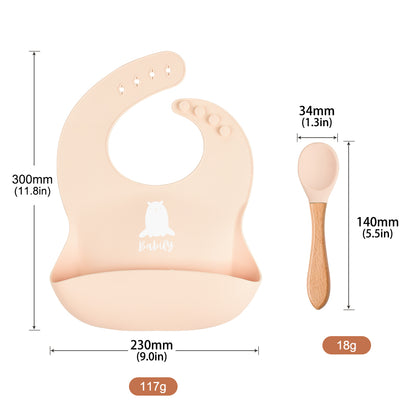 Babify Baby Pink Feeding Set – Bowl, Spoon & Bib (Pink)